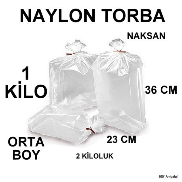 Naylon Torba 23X36 Cm (2 Kiloluk) Bakkaliye Torbası 1 Kilo Naksan