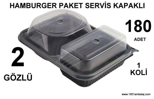Hamburger Paket Servis kapaklı 2 Gözlü Kab 180 Adet 1 Koli