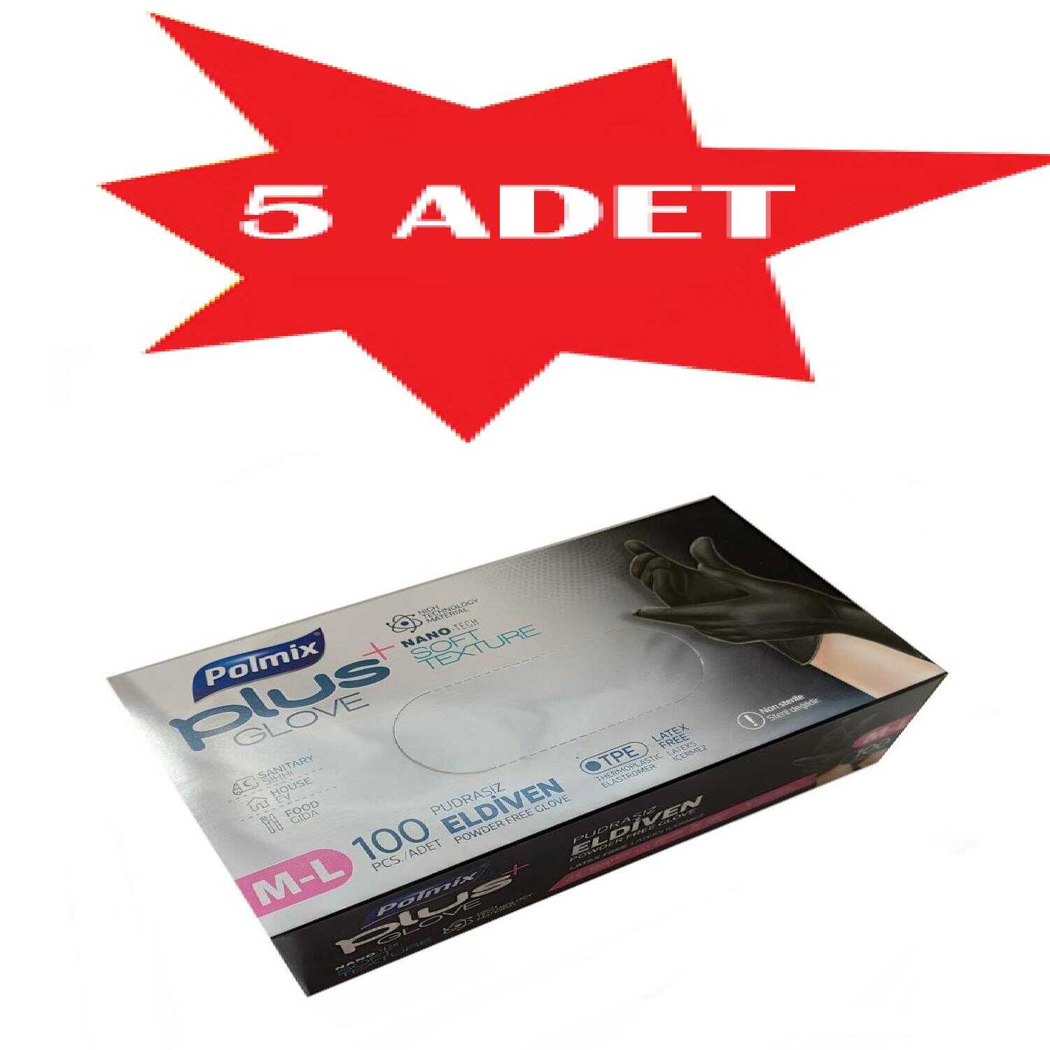 Eldiven Hibrit Polietilen Siyah Flex Polmix Plus 5 Kutu 500 Adet