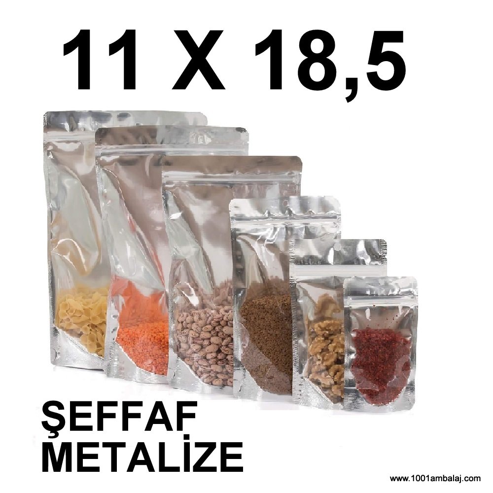 11X18,5 Cm Şeffaf Metalize Renk Doypack Torba /54/