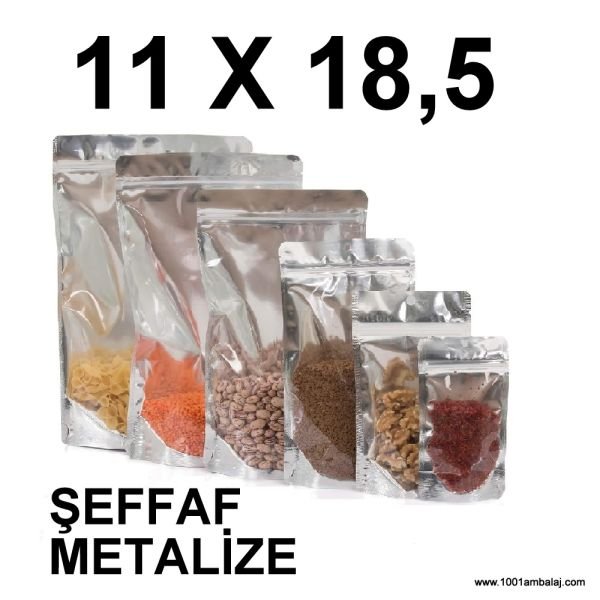 11X18,5 Cm Şeffaf Metalize Renk Doypack Torba /54/