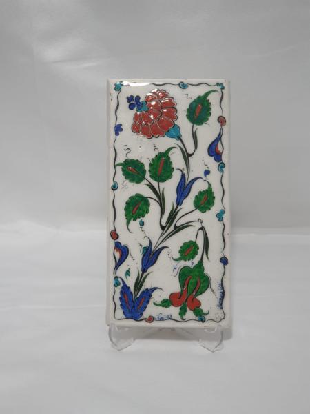 Usta İmzali 30 Yillik Seramik Üzerine El Boyamasi Karanfil Desen Aoa Ölçü 23X11Cm