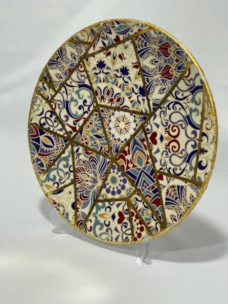 Altın Yaldız El İşlemeli Porselen Duvar Tabağı Çap 21Cm Aoa Ölçü 21Cm Çapi