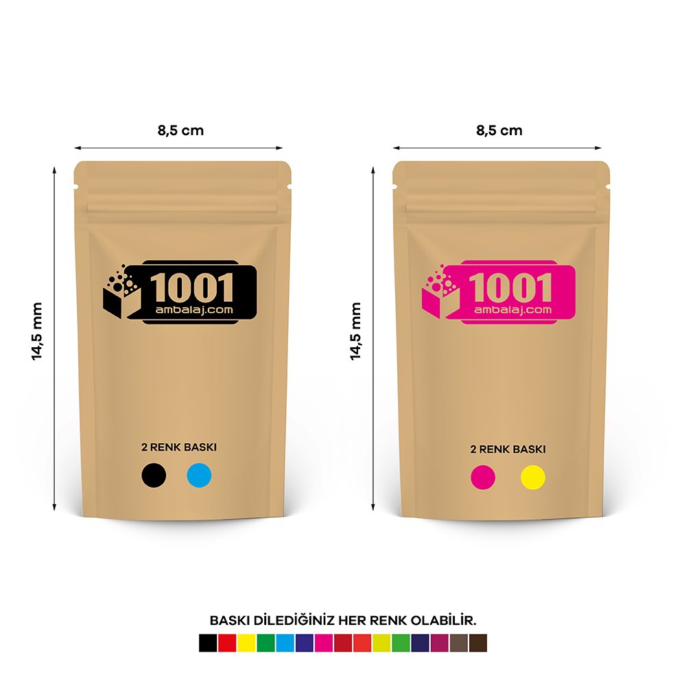 8,5X14,5 Cm 4 Baskılı Kraft Renkli İki Taraf İki Renk Doypack Torba 50 Gr /29/