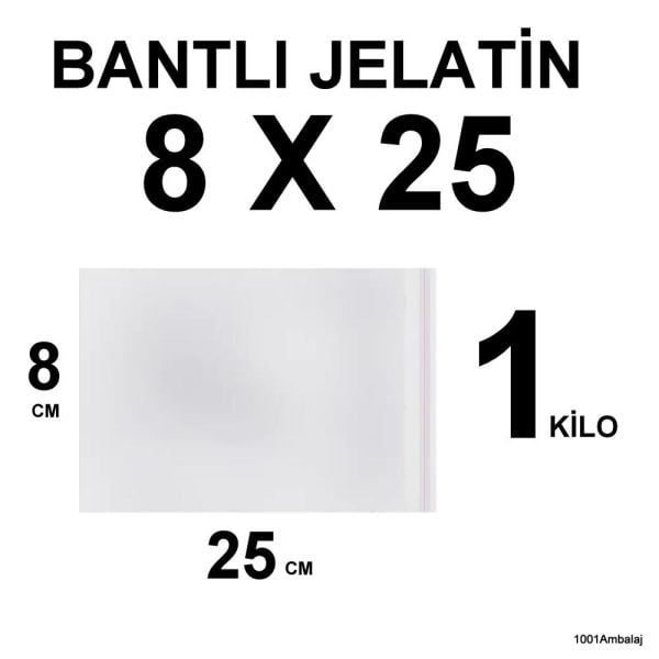 Bantlı Jelatin Torba 08X25 Cm 1 Kilo 1001 Ambalaj