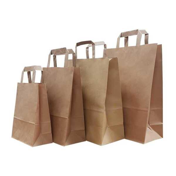 Kraft kağıt Çanta 22X12X29 Cm Flat Sapli 250 Adet (1 KOLİ)