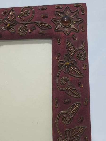 Nostaljik Cam Boncuk Ve Pul İşlemeli Çerçeve Aoa Ölçü 23,5X18Cm
