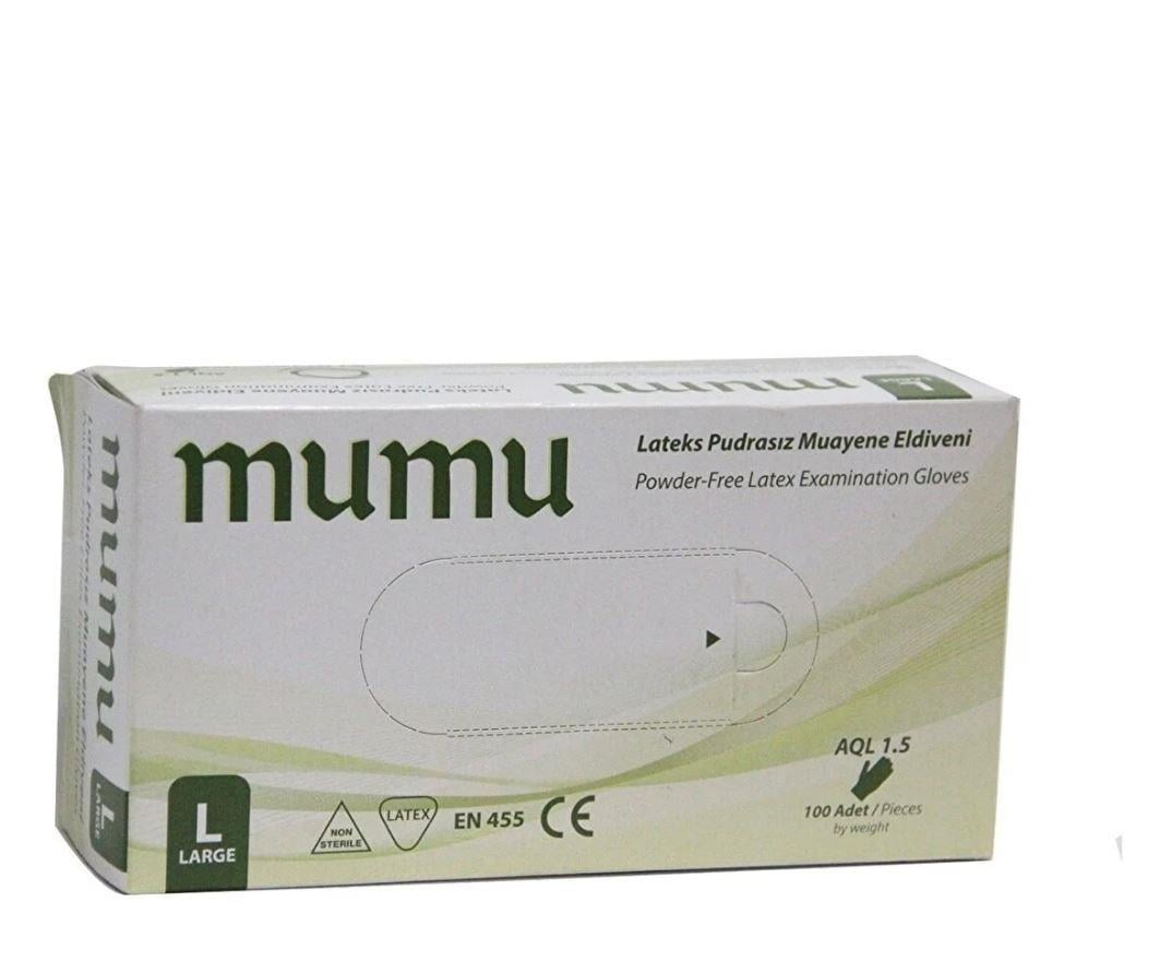Mumu Pudrasiz Latex Büyük Boy Beyaz Eldiven 1 Paket
