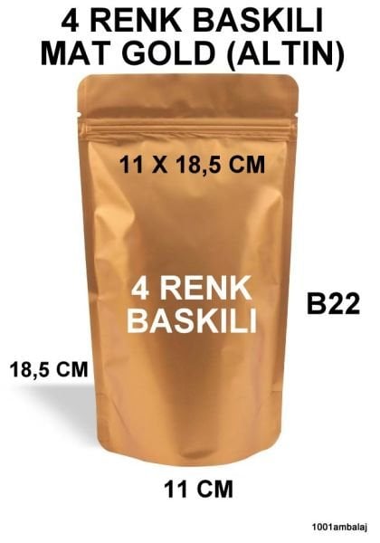 11X18,5 Cm Mat Gold Renk Doypack Torba /25/