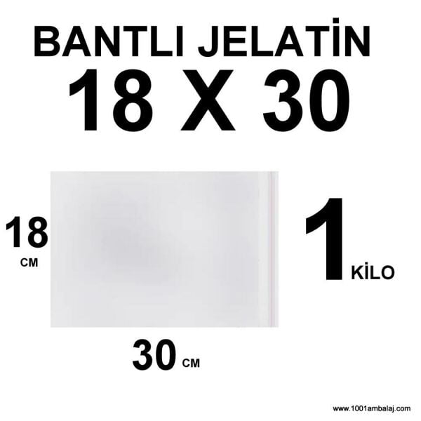 Bantlı Jelatin Torba 18 X 30 Cm 1 Kilo 1001 Ambalaj