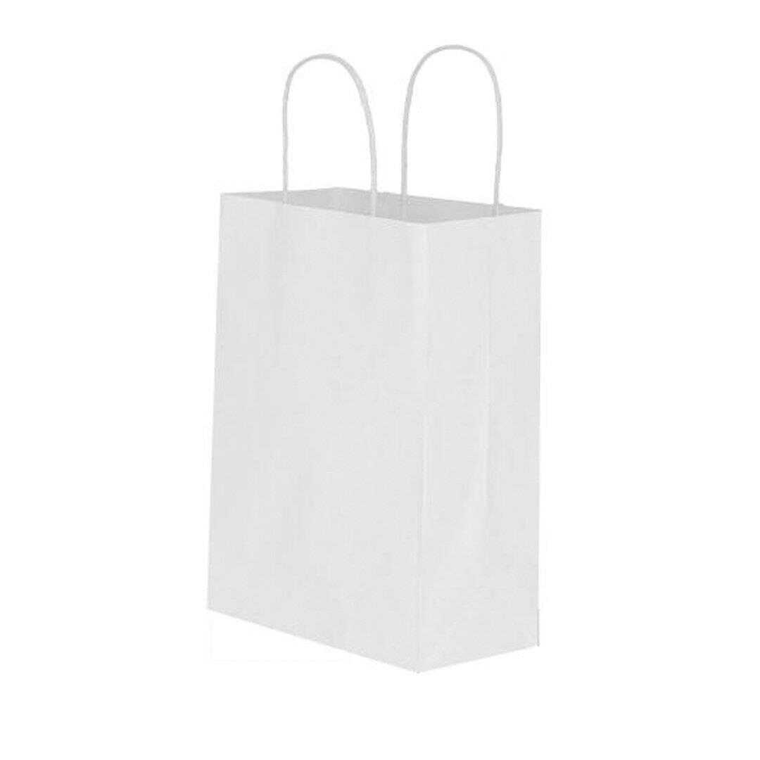 Kraft kağıt Çanta 19X8X24 Cm Beyaz 50 Adet