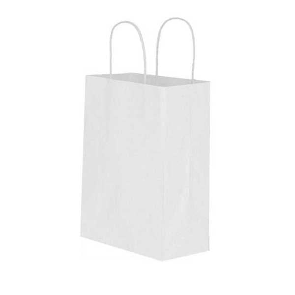Kraft kağıt Çanta 19X8X24 Cm Beyaz 50 Adet